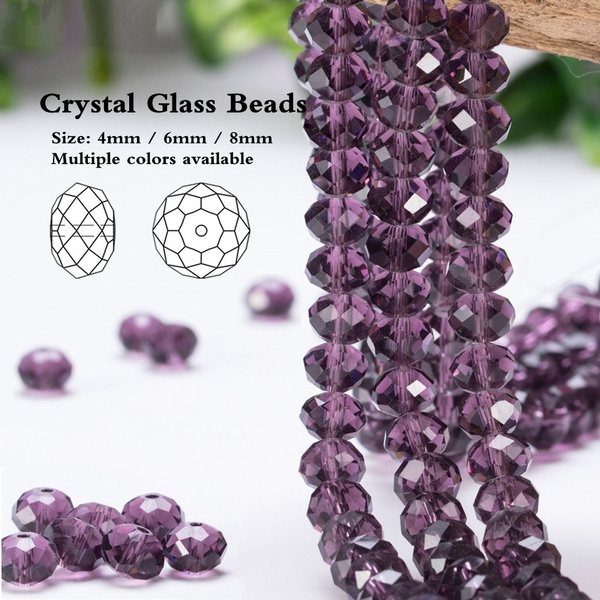 Rondelle Faceted Crystal Glass Loose Spacer Beads 4mm/6MM 