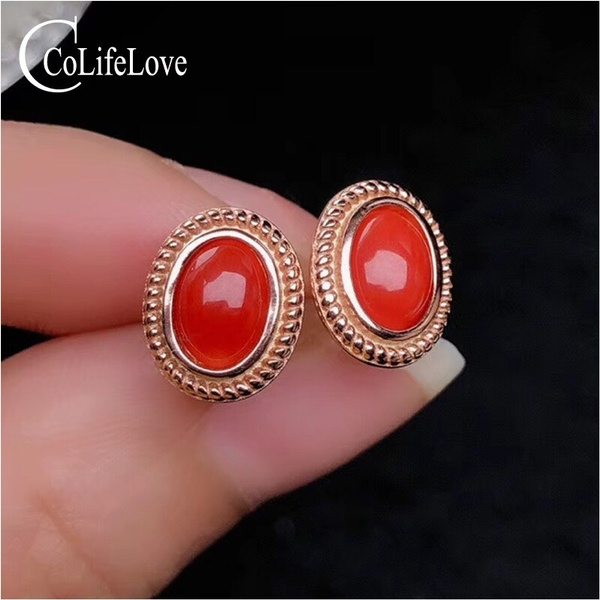 Natural Coral Gemstone Earring
