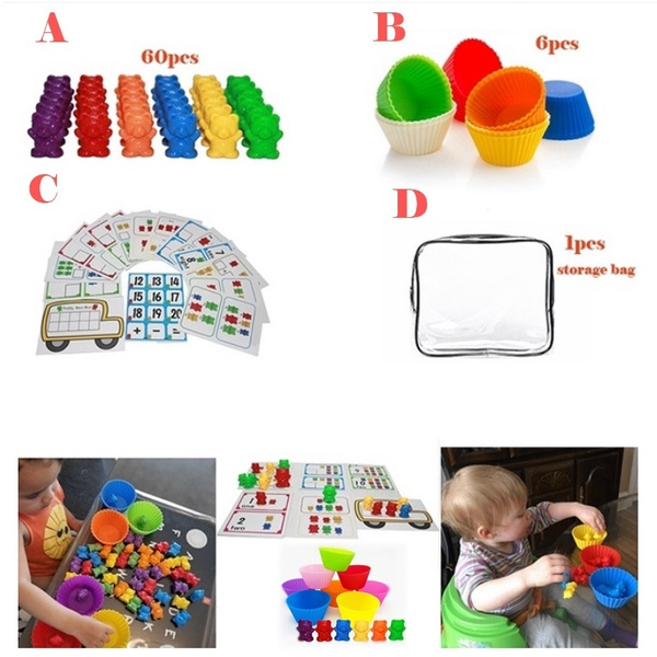 counting bears with stacking cups montessori