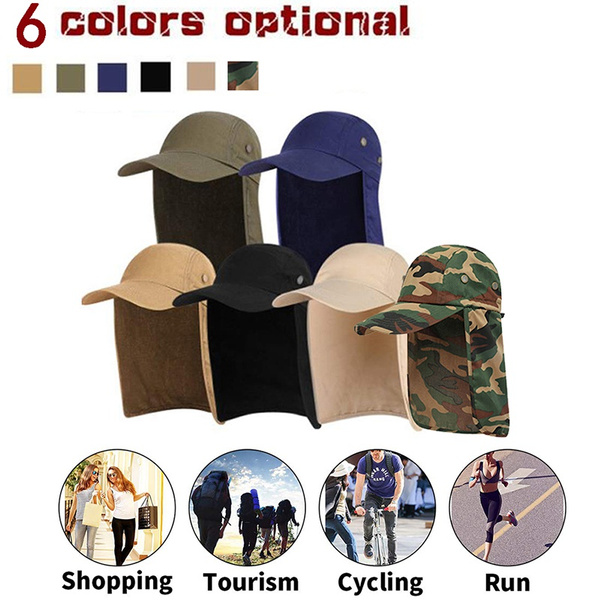 Unisex Fishing Cap with Ear Neck Flap Cover Adjustable Breathable Waterproof  Sunshade Folding Mesh Sports Hat Outdoor Sportswear Accessories