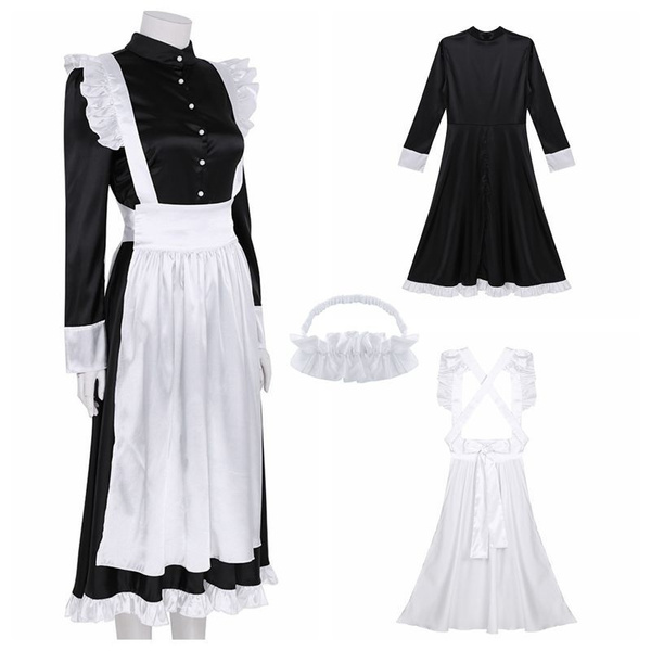 Womens Adult 3 Pieces Victorian Maid Costume Colonial Cosplay With Apron Fancy Dress Costume Wish 