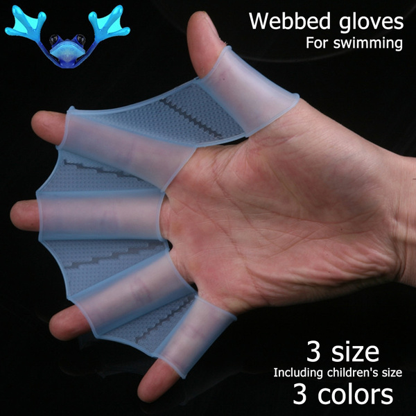 HOMEJU 3 Pack Silicone Swimming Webbed Gloves Swiming Gear Hand Fins Webbed Flippers Swimming Training Gloves Water Frog Claws for Swimming Surfing Diving Men Women Kids Size S/M/L 