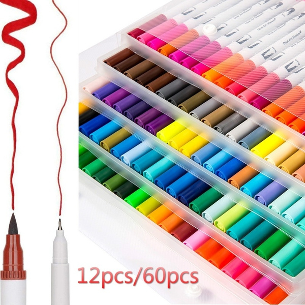 12pcs Dual Brush Pens Art Markers, Dual Tip Calligraphy Pens