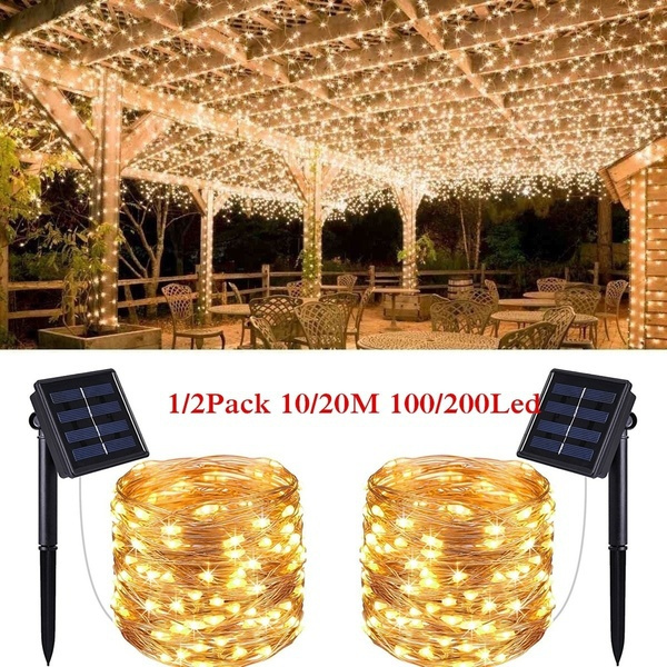 Outdoor Solar String Light Waterproof 10/20M 100/200LED Copper Wire Fairy Lights