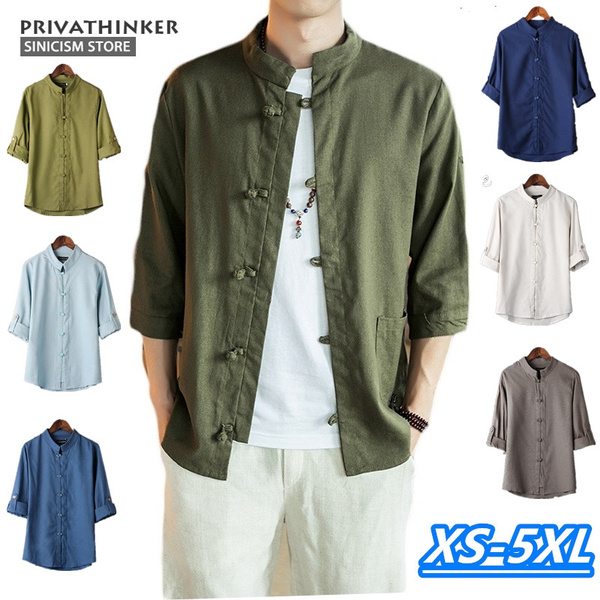 Camisas de hombre Verano y otoño Camisas de manga larga de lino y algodón  Camisas de hombre Kimono Camisas Harajuku tradicionales Camisa de manga  tres cuartos masculina | Wish