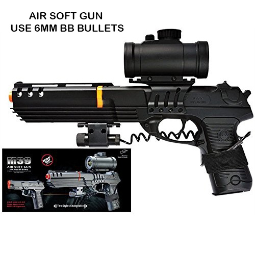 Double Eagle Full Size Robocop Inspired m39 Spring air Soft red dot Scope  and Laser Airsoft Gun Tactical Outdoor Sporting Good Toy BB Bullets Pellets