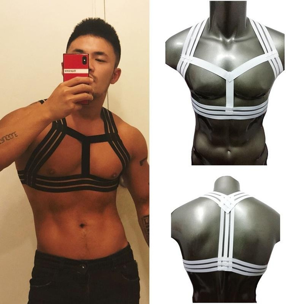 Men Hollow Out Shoulder Muscle Straps Brace Elastic Body Chest Harness Costume