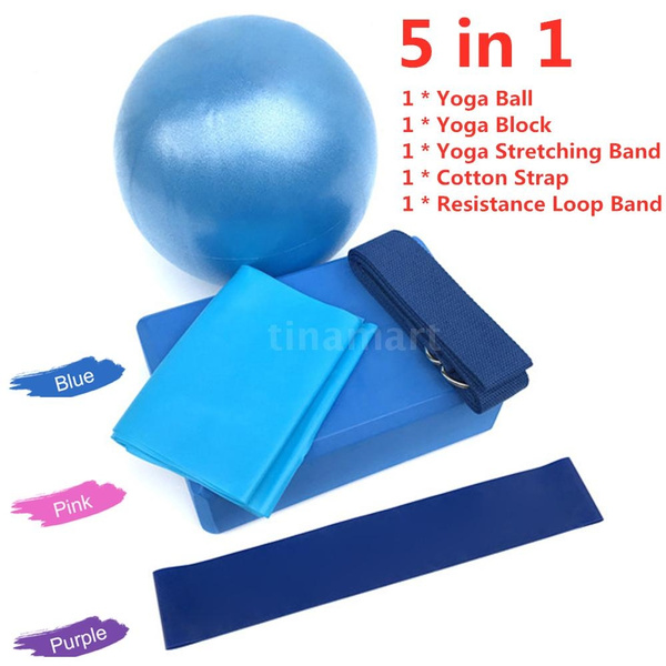 5pcs Yoga Equipment Set Include Yoga Ball Yoga Blocks Stretching Strap  Resistance Loop Band Exercise Band : : Sports, Fitness & Outdoors