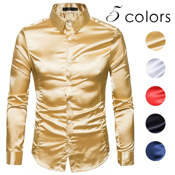 Silk Shirt Men 2019 Satin Smooth Men 