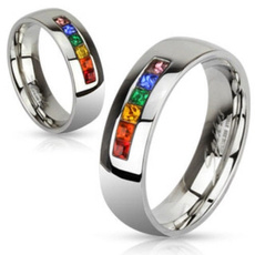 Steel, rainbow, wedding ring, gay