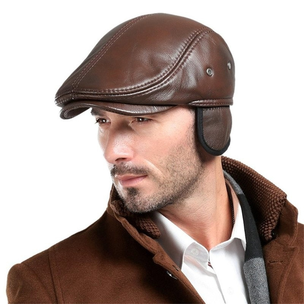 leather beret mens