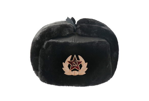 Winter Bomber hat Winte Bomber Hats Women Men Soviet Army Military Badge  Snow Cap Russia Ushanka Earflap Face Hat