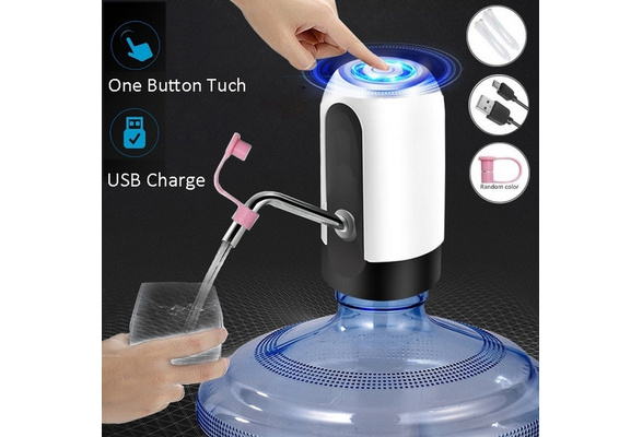 USB Rechargeable Universal Electric 5 Gallon Water Dispenser with Silicone Tube Waterproof LED Button 62 /× 62 /× 133 mm, Black Water Bottle Dispenser Built-in Double Motor