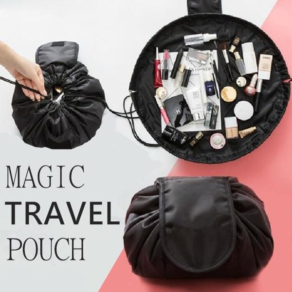 Portable drawstring hotsell makeup bag