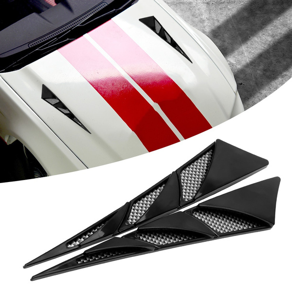 1 Pair Car Exterior Decoration Car Hood Stickers Car-styling Black  Universal Side Air Intake Flow Vent Cover Decorative