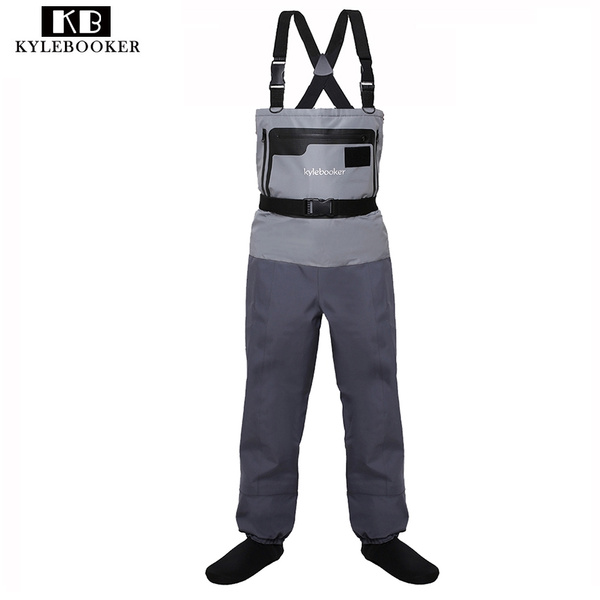 Kylebooker 5-Layer Durable Breathable Waterproof Stocking Foot Fly Fishing  Chest Waders Pants for Men and Women