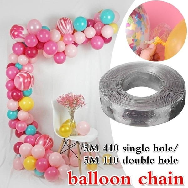 5M Plastic Balloon Chain 410 Holes PVC Rubber Wedding Party Birthday ...