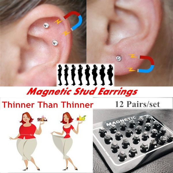 2Sets Faux Magnetic Earring Stud Non Piercing Earring Jewelry Fake Magnet  Punk Earrings for Women Men Boy Girls