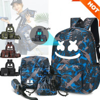 Fashion Cool Black Marshmello Cartoon Printed Canvas Night Light Backpacks With Usb Charging Boys And Girls Bookbags Students School Bag Youth Luminous Campus Bags Glow In The Dark Wish - roblox game cartoon printed canvas backpacks with usb charge boys and girls bookbag students school bag youth luminous campus bags glow in dark