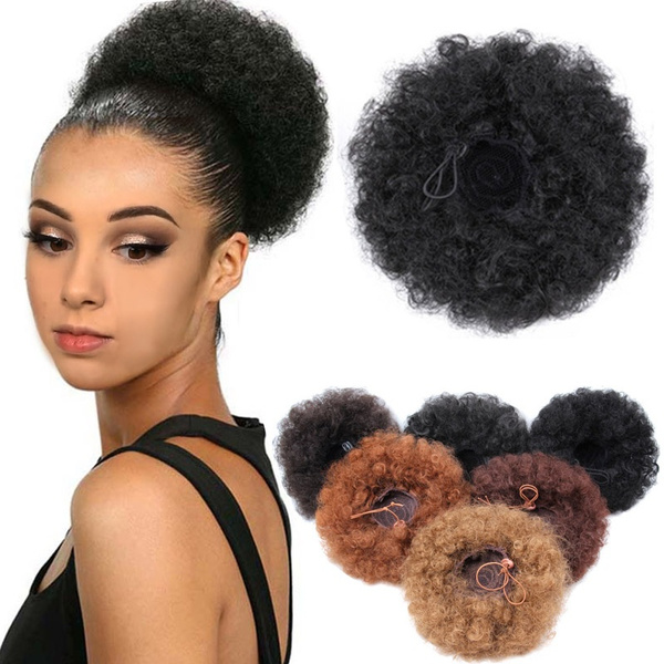 Short High Puff Afro Curly Wig Ponytail Hair Extensions Drawstring Afro  Kinky Pony Tail Clip in on Synthetic Curly Hair Bun Made of Kanekalon | Wish