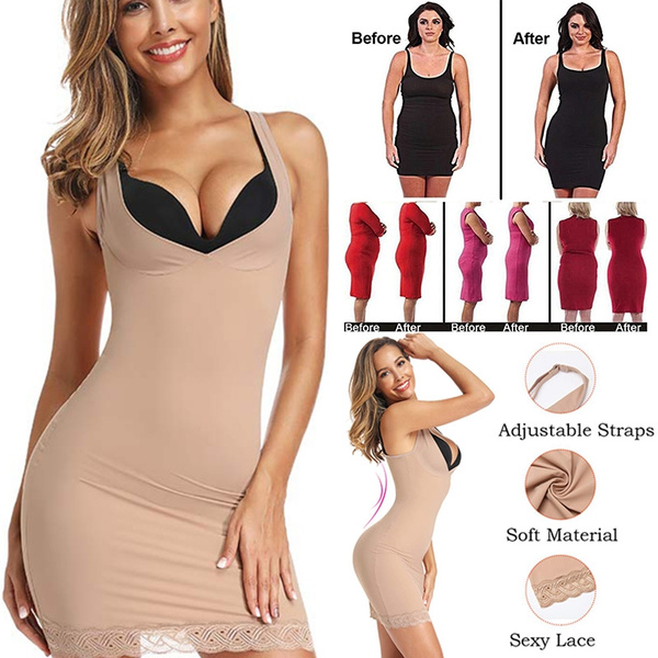 Women’s Full Slip for Under Dresses Slimming Shapewear Slip Full Body Shaping Slip with Lace 