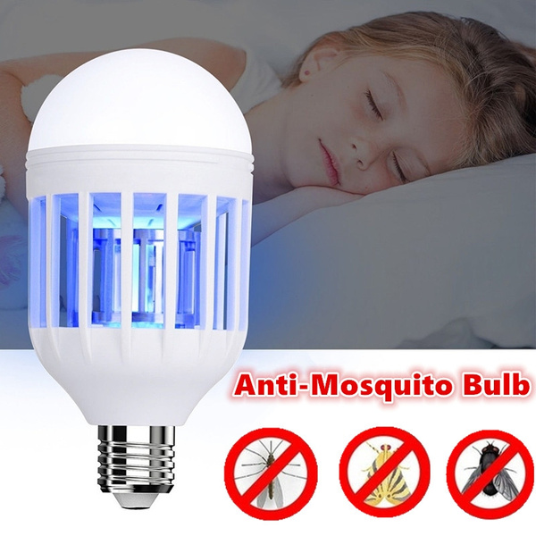 LED Anti-Mosquito Bulb 15W 1000LM 6500K Electronic Insect Fly Lure Kill Lamp 