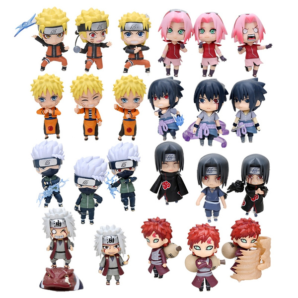 3pcs Set Naruto Action Figure Q Edition Figurine Shippuden Uchiha Sasuke Uzumaki Kakashi Sakura Anime Kids Collection Toys Wish