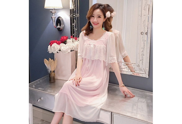 Lady Girls Lolita Nightdress Ruffle Lace Retro Sleepwear Nightgown Princess, Wish