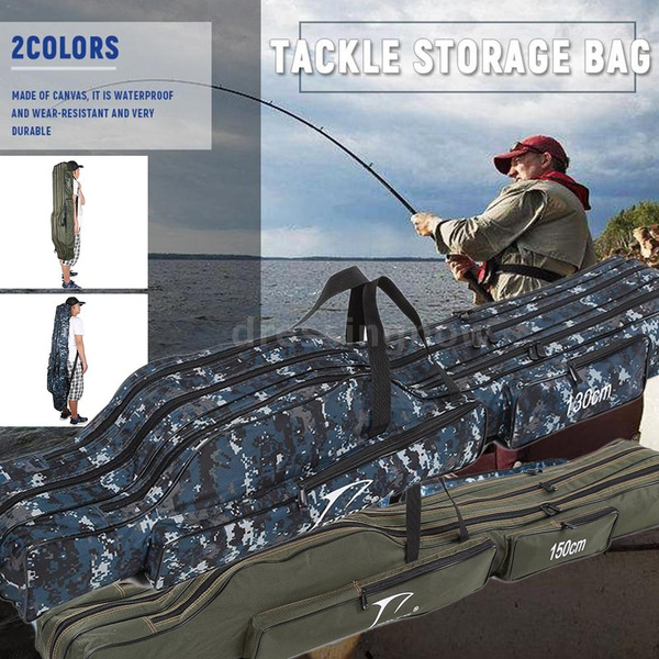 Lixada 110cm/130cm/150cm Fishing Bag Portable Folding Fishing Rod Reel Bag  Fishing Pole Gear Tackle Tool Carry Case Carrier Travel Bag Storage Bag  Organizer