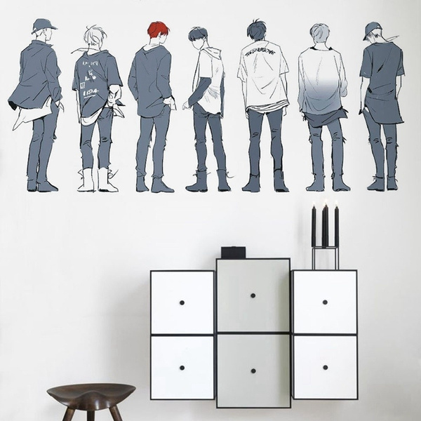 I Love BTS Wall Sticker Decal Fan club  Naklejka Wall Art Decor K-POP Removable