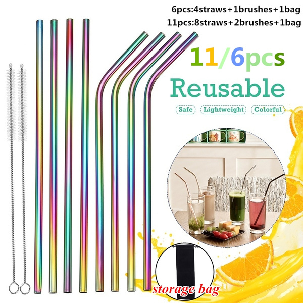 Multicolor Metal Drinking Straw Reusable Stainless Steel Pipette Bar Straws 