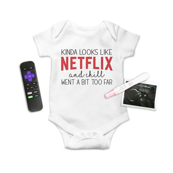 Netflix And Chill Pregnancy Announcement Funny Baby Announcement Baby  Bodysuit Newborn Toddler Cotton First Birthday Onesies Jumpsuit