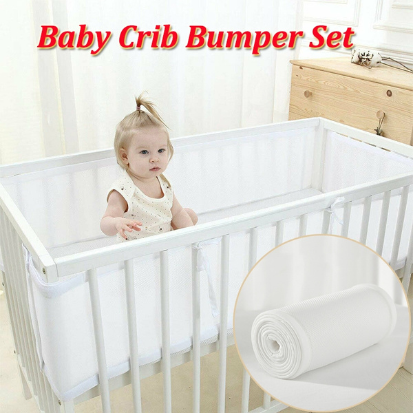 Cot Bed Bumper Breathable Air Mesh Crib Liner Wrap Nursery Set Breathe Easy 
