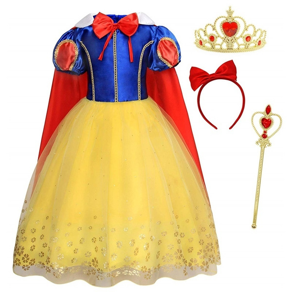 Jurebecia Princess Costume for Girls Princess Dress up Fancy Birthday Party Role Play Outfit Blue 2-10 Years 