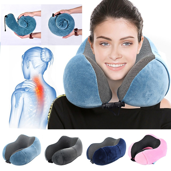Travel Pillow Memory Foam Neck Pillow with Storage Bag for