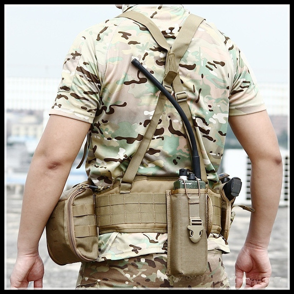 8 Colors NEW Molle Tactical Waist Padded Belt with H-shaped Suspender ...