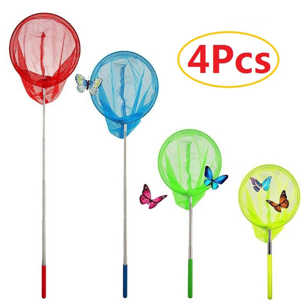 4Pcs Butterfly Nets Stainless Steel Telescopic Handle Insect Nets