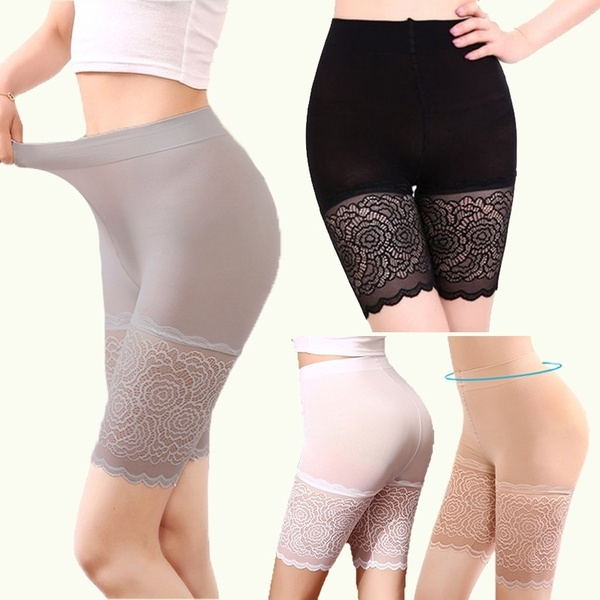 Women s Ultra Stretch Short Leggings Lace Safety Pants High Waist