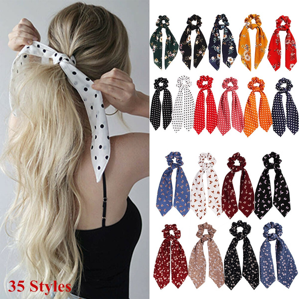 Attractive Ponytail Scarf Bow Elastic Hair Rope Tie Scrunchies Hair Bands Gifts 