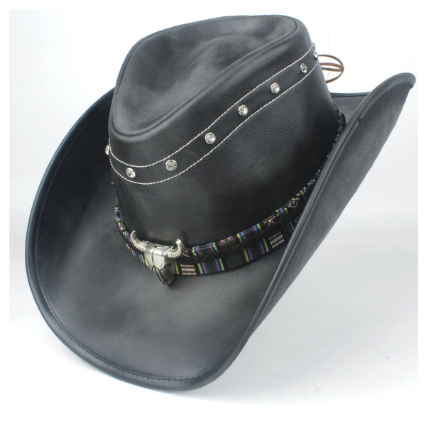 Leather Western Cowboy Hats Wide Brim 