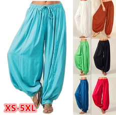 Plus Size XS-5XL Women Leisure Cotton Linen Trousers Women Harem Pants Casual Long Pant Solid Color Loose Baggy Yoga Pants  