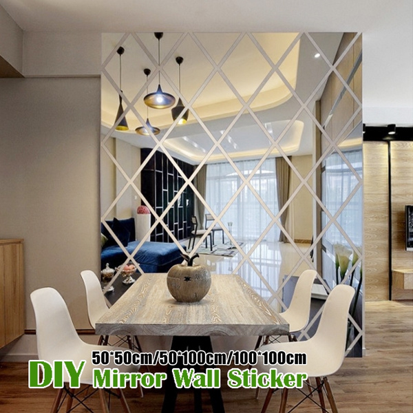 Diamonds Triangles Wall Art Acrylic Mirror Sticker House Decoration 3d Diy Decals For Living Room Home Decor Wish Diamonds Triangles Wall Art Acrylic, Diy Mirror Wall Decor