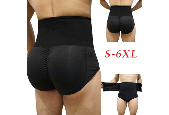 Men High Waist Butt Lifter Shapewear Butt Shaper Boxer Hooks Padded  Enhancing Underwear Tummy Control Panty