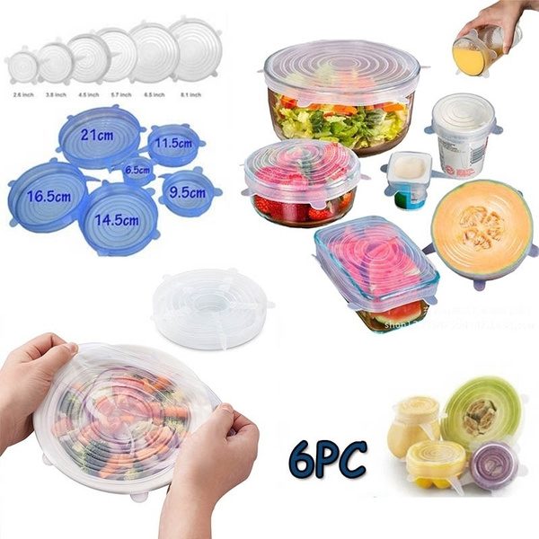 6Pcs Silicone Cover Stretch Lids Reusable Bowl Food storage Covers Keeping  Fresh