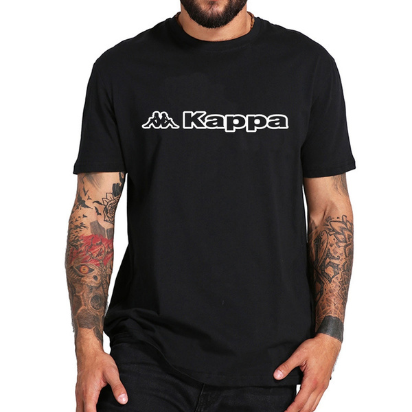 Kappa Black/White Graphic Tee Shirt Mens Round Neck Short Sleeves Cotton T-shirt Fashion Casual Tops Wish