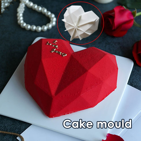 LEAWALL Flexible Silicone 3D Diamond Heart Shape Pinata Chocolate Cake Mold  : Amazon.in: Home & Kitchen