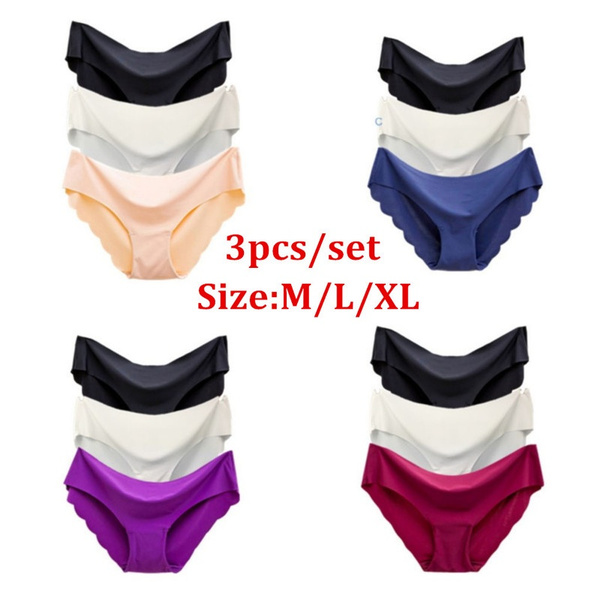 3Pcs Women's Seamless Soft Ultra Thin Briefs Panties Hipster Underwear Lingerie
