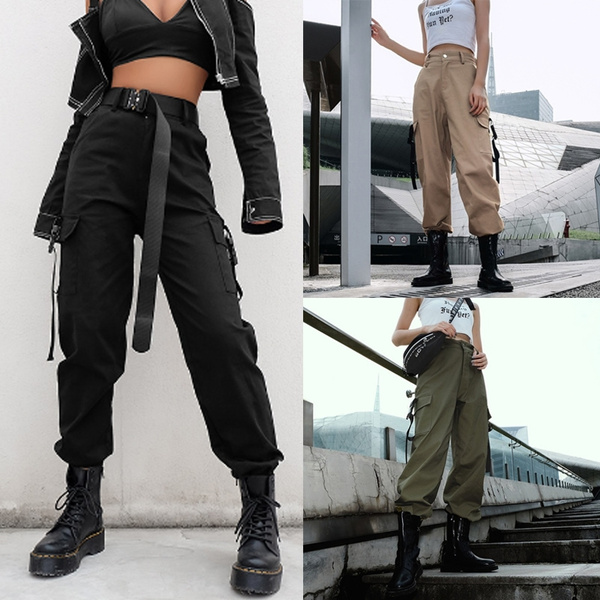 women's black army cargo pants