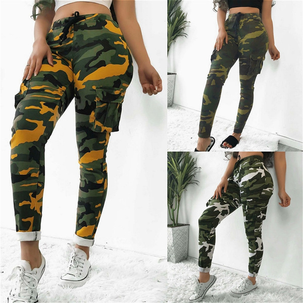 Amazon.com: Vaceky Camo Cargo Pants for Women Zipper High Waist Pink  Camouflage Straight Leg Casual Trousers with Pocket : Clothing, Shoes &  Jewelry