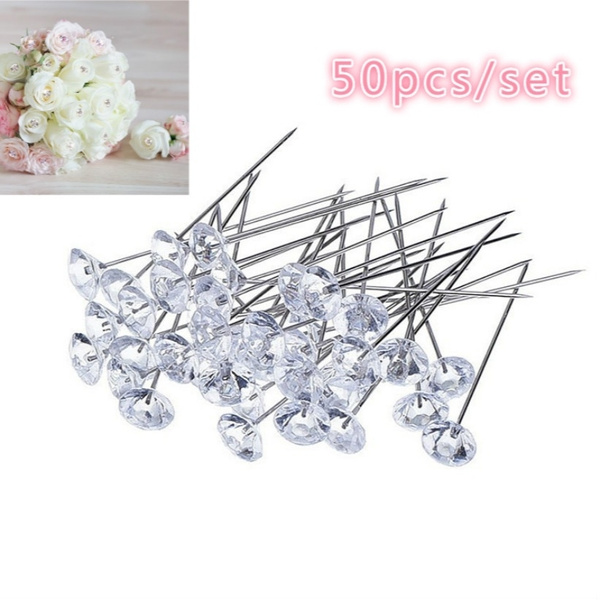 Diamante Diamond Pins Wedding Buttonholes Bouquet Florist Work corsage Flower